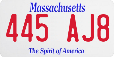 MA license plate 445AJ8