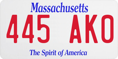MA license plate 445AK0
