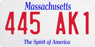 MA license plate 445AK1