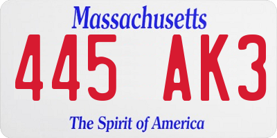 MA license plate 445AK3