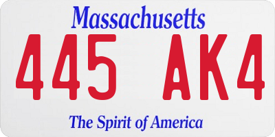 MA license plate 445AK4