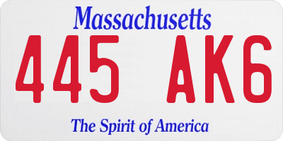 MA license plate 445AK6