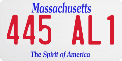 MA license plate 445AL1