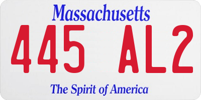 MA license plate 445AL2