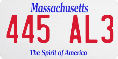 MA license plate 445AL3