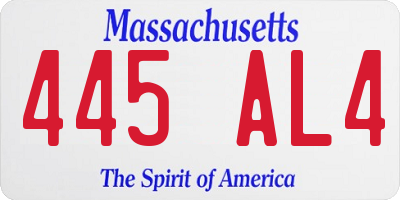 MA license plate 445AL4