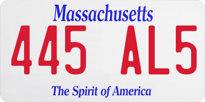 MA license plate 445AL5