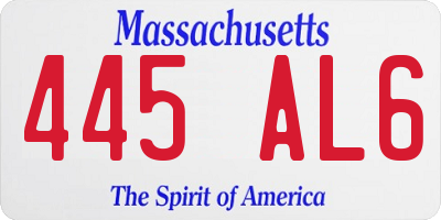 MA license plate 445AL6