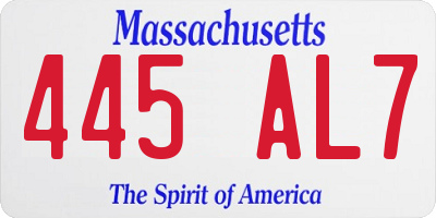MA license plate 445AL7