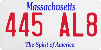 MA license plate 445AL8