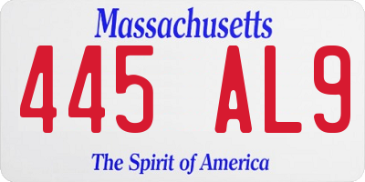 MA license plate 445AL9