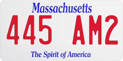 MA license plate 445AM2