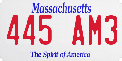 MA license plate 445AM3