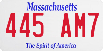 MA license plate 445AM7