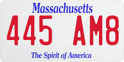 MA license plate 445AM8