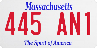 MA license plate 445AN1