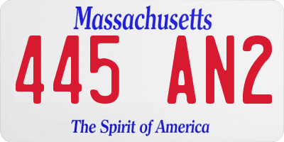 MA license plate 445AN2