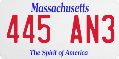 MA license plate 445AN3