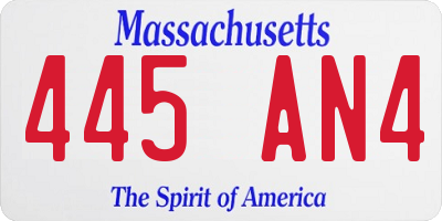 MA license plate 445AN4