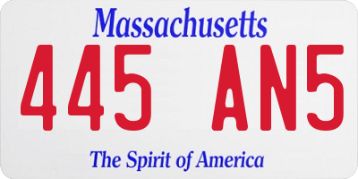 MA license plate 445AN5
