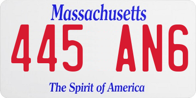 MA license plate 445AN6