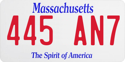 MA license plate 445AN7