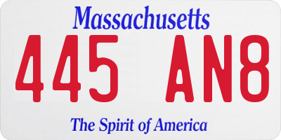 MA license plate 445AN8