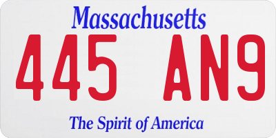 MA license plate 445AN9