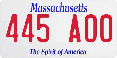 MA license plate 445AO0