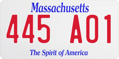 MA license plate 445AO1