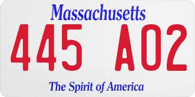 MA license plate 445AO2