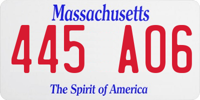 MA license plate 445AO6