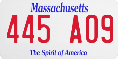 MA license plate 445AO9