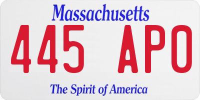 MA license plate 445AP0
