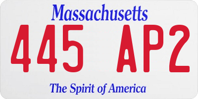 MA license plate 445AP2