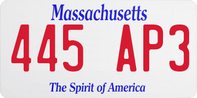 MA license plate 445AP3