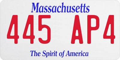 MA license plate 445AP4
