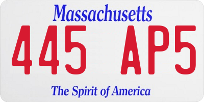 MA license plate 445AP5