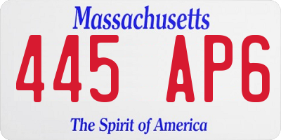 MA license plate 445AP6