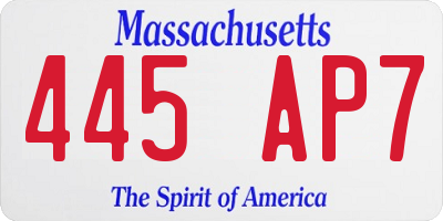 MA license plate 445AP7
