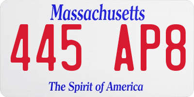 MA license plate 445AP8