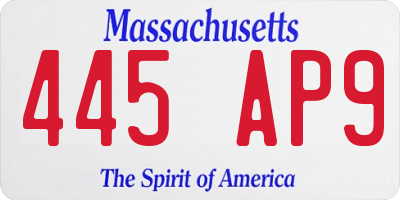 MA license plate 445AP9