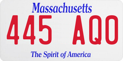 MA license plate 445AQ0