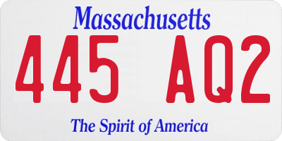 MA license plate 445AQ2