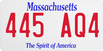 MA license plate 445AQ4
