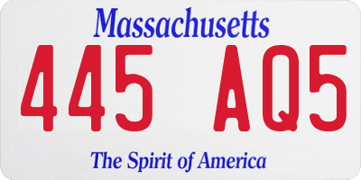 MA license plate 445AQ5