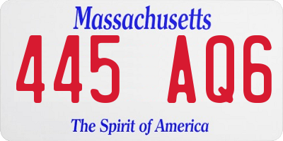 MA license plate 445AQ6