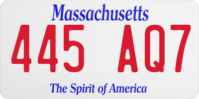 MA license plate 445AQ7