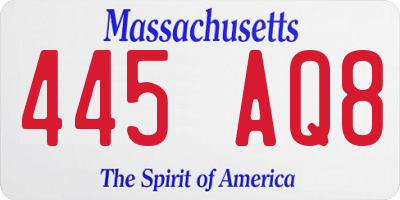 MA license plate 445AQ8