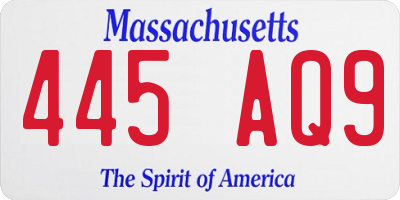 MA license plate 445AQ9